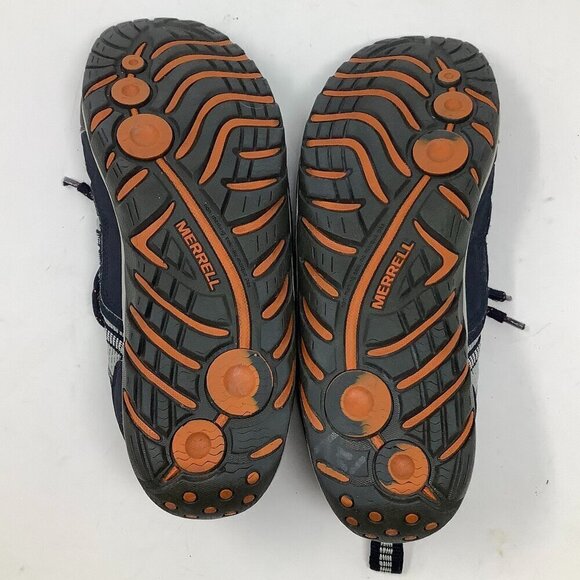 Merrell men\'s hiking trail shoes 9.5 43 grey navy blue lace up main image 4